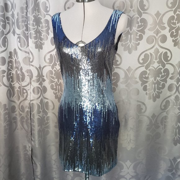 blue and silver party dresses